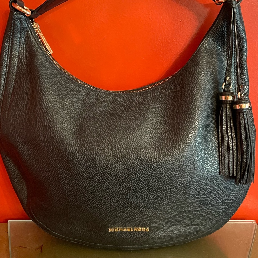 Michael Kors Lydia Large Black Leather Pebble Purse